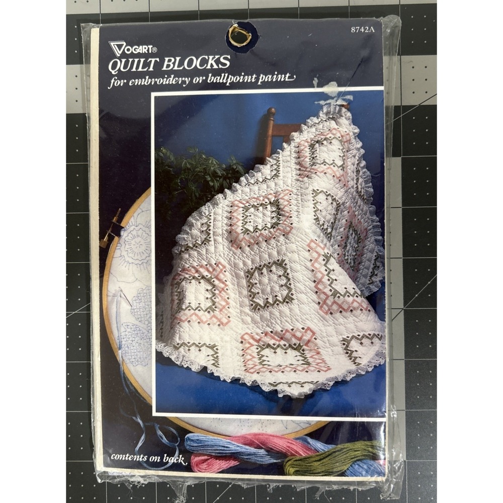 Vogart Quilt Blocks For Embroidery 6 18x18 inch squares 8742A Kit NEW/Sealed